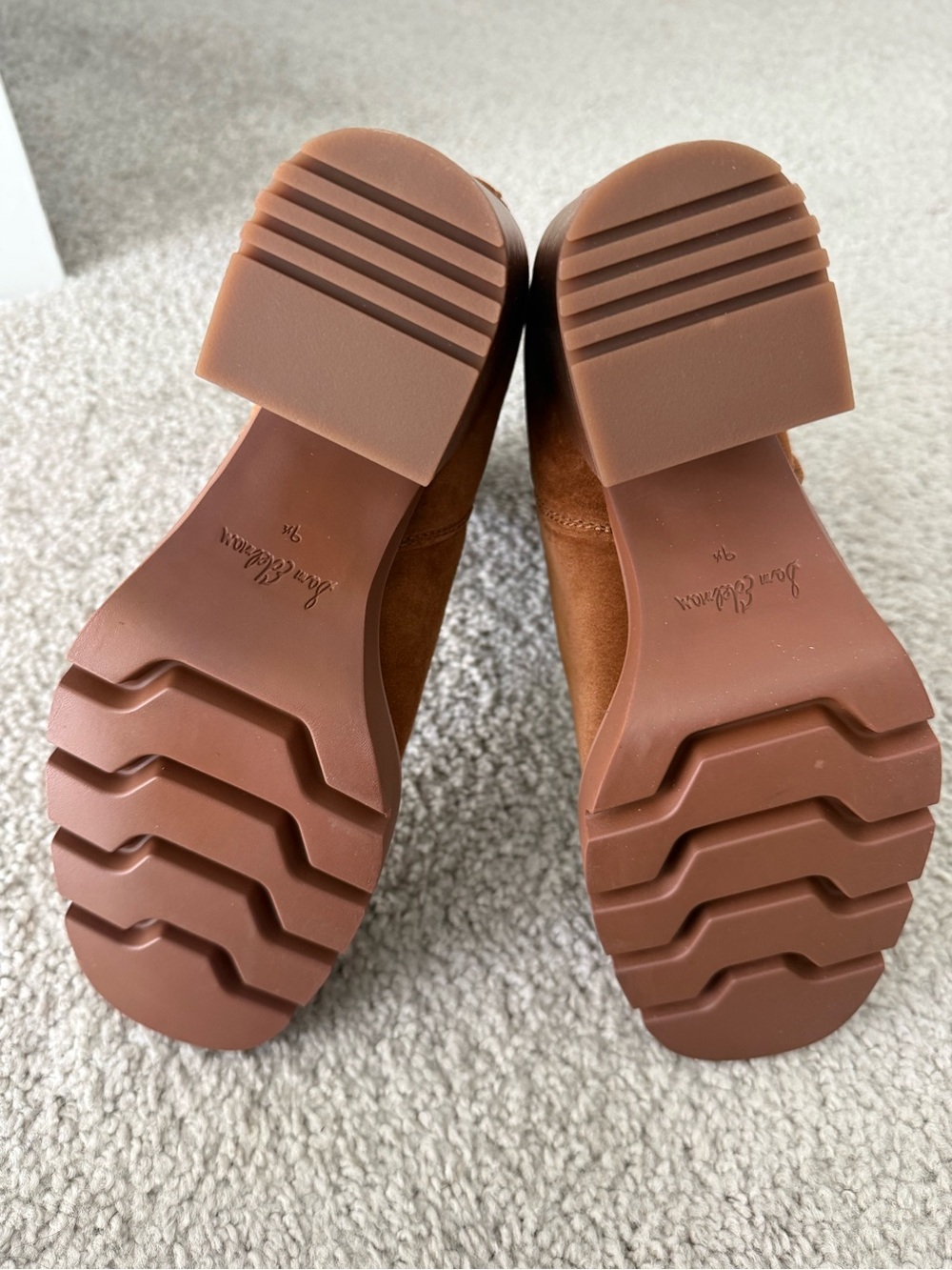 Sam Edelman Chestnut Suede Lug Sole Block Heel Booties Size 9.5 - Picture 8 of 13